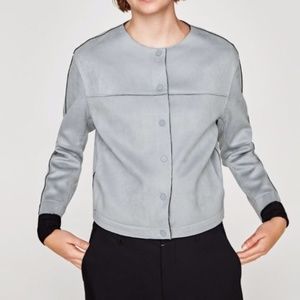 Zara Basic Outerwear Suede Effect Jacket